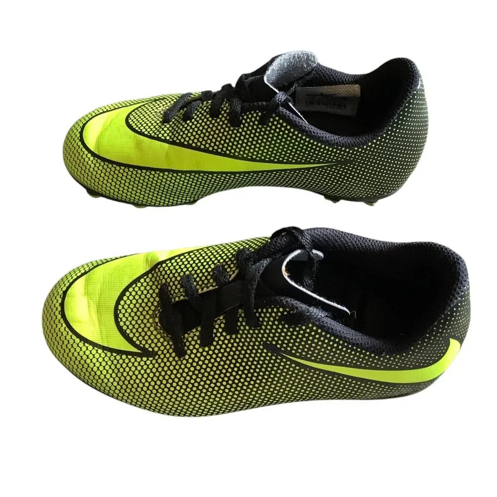 Nike Youth Bravata II FG Soccer Cleats Child‎ 12 Black Neon Yellow Lightweight